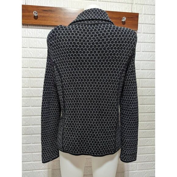 Pendleton Women's Blue & Gray Button Front Pattern Knit Cotton Cardigan Sweater - Picture 4 of 7